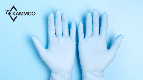 hands outstretched with medical gloves