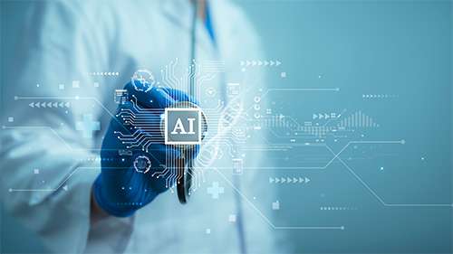 healthcare professional with ai graphics