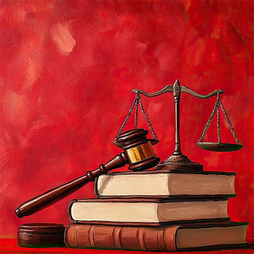 jury-verdict-500x500px law books on red background